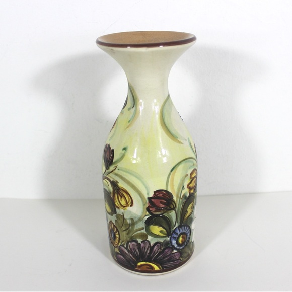 Vintage Italian Ceramic Vase or Carafe, Signed S.C. Castelli Hand Painted Floral - Picture 6 of 8